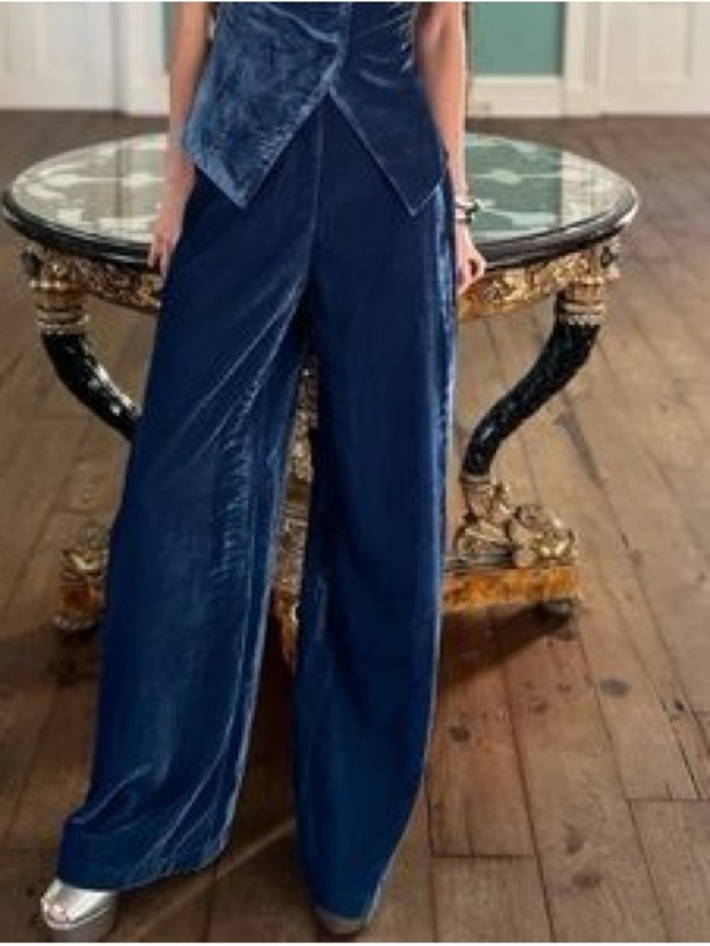 JULIA ARMORY BLUE VELVET PANTS NEW WITH TAGS